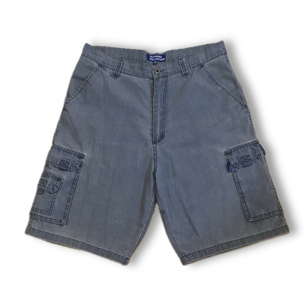 designer collection oversized blue cargo jorts